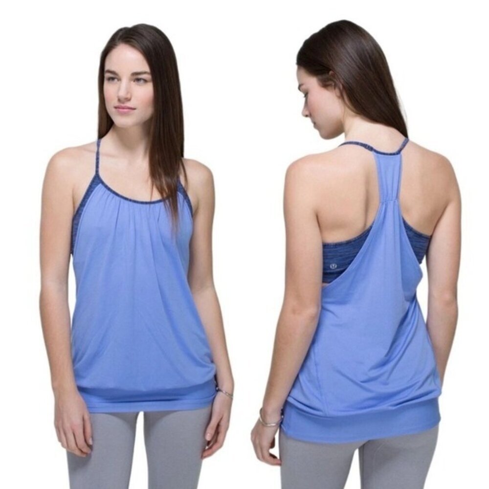 Lululemon Women's 4 No Limits Bra Tank Top Lullaby Wee Are From Space Cadet Blue